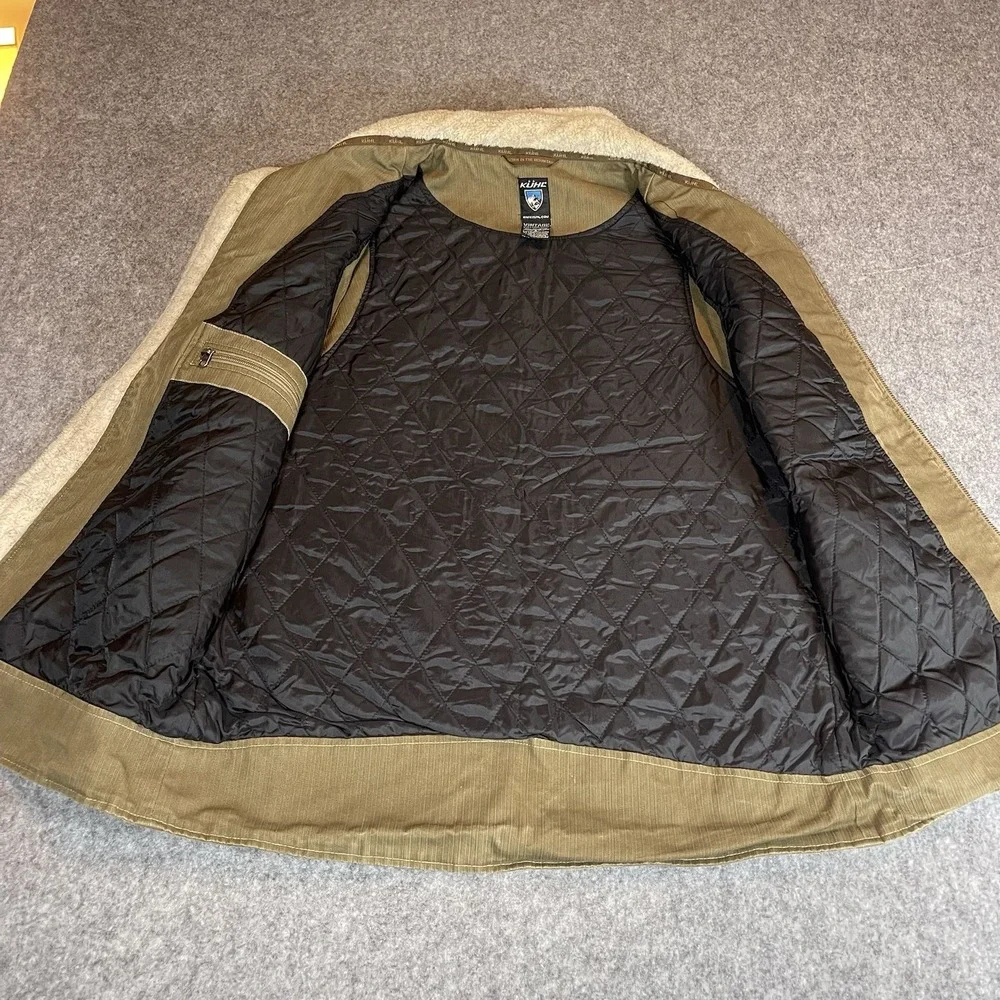 Kuhl Burr Vintage Patina Dye Vest Mens L Brown Canvas Sherpa Collar Outdoors